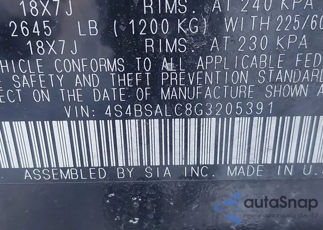 4S4BSALC8G3205391: 43911721
