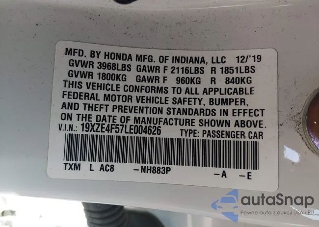 19XZE4F57LE004626: 43911783