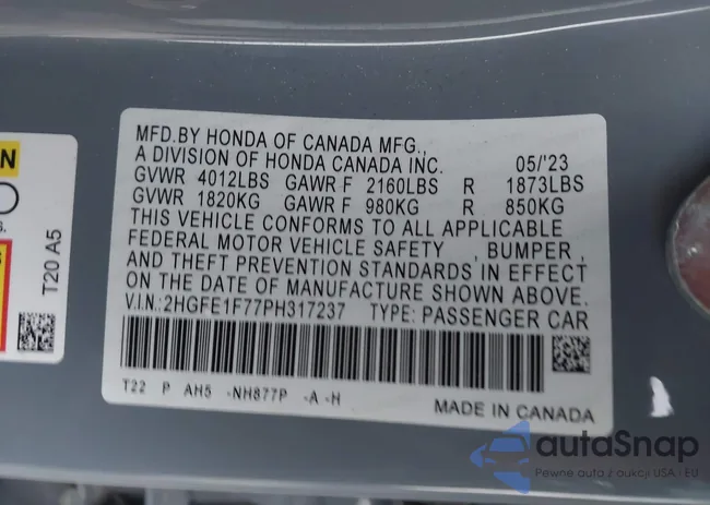 2HGFE1F77PH317237: 43912851