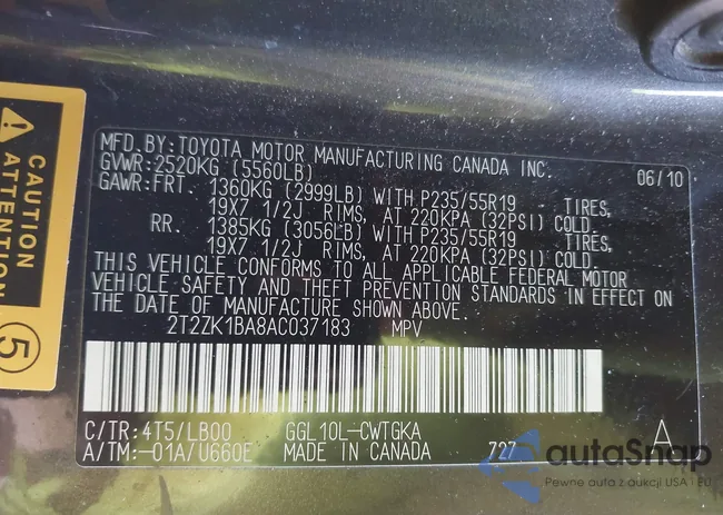 2T2ZK1BA8AC037183: 43912852