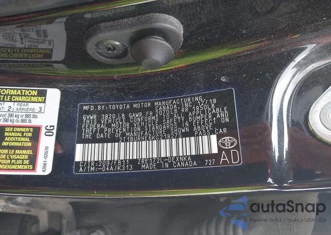 2T1BURHE6KC218275: 43912853