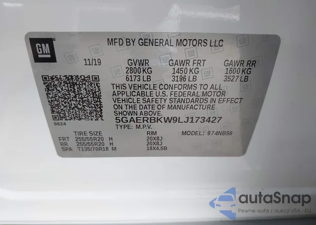 5GAERBKW9LJ173427: 43912899