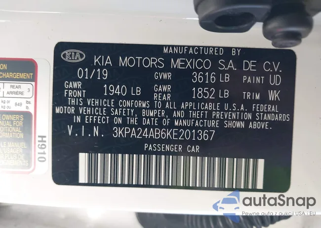 3KPA24AB6KE201367: 43912947