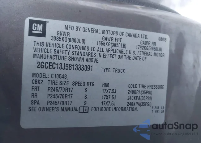 2GCEC13J581333091: 43912952