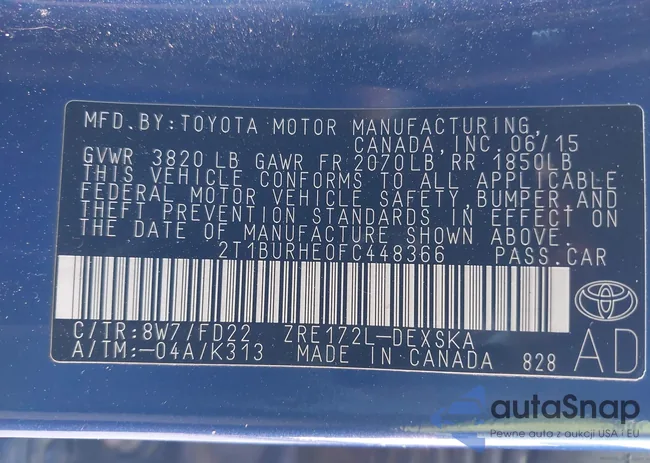 2T1BURHE0FC448366: 43912976