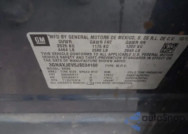 3GNAXJEV5JS534168: 43913030