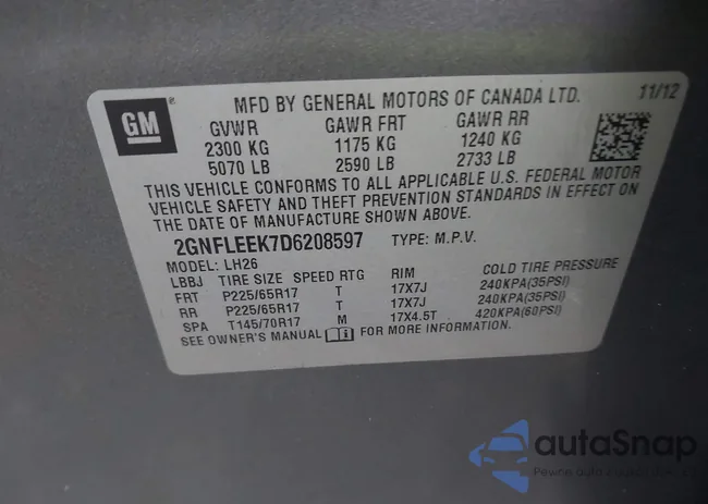 2GNFLEEK7D6208597: 43913068