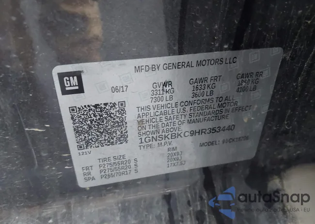 1GNSKBKC9HR353440: 43913072