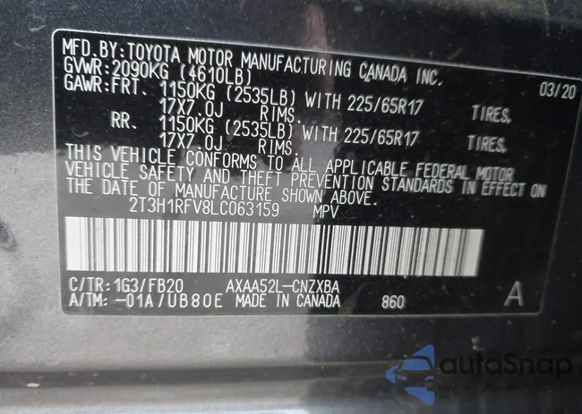 2T3H1RFV8LC063159: 43913097