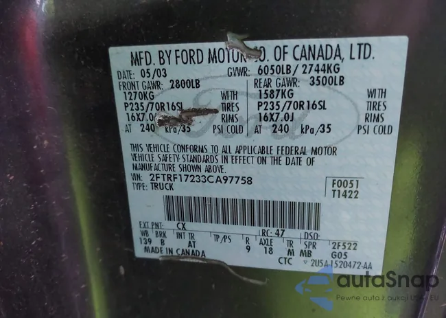 2FTRF17233CA97758: 43913100