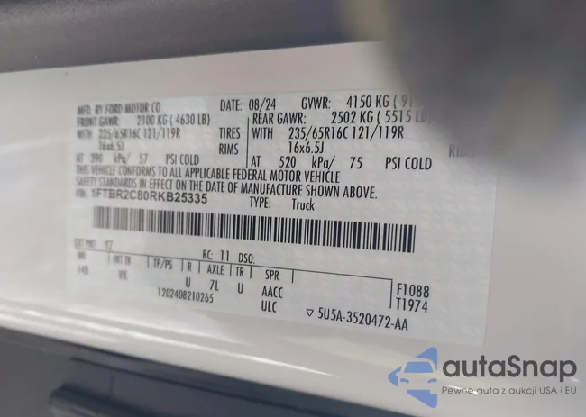 1FTBR2C80RKB25335: 43913339