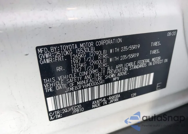 JTMEB3FV6MD006341: 43913383