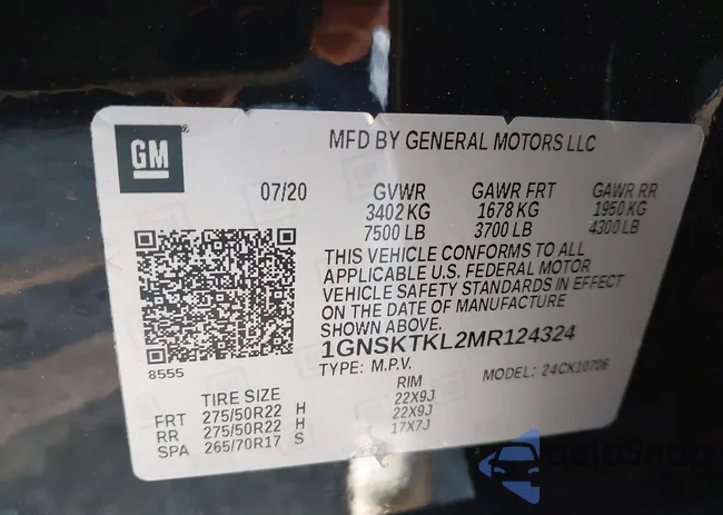 1GNSKTKL2MR124324: 43912402