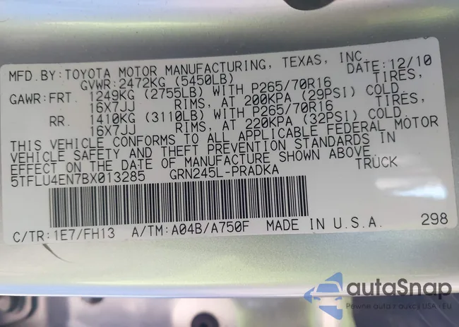 5TFLU4EN7BX013285: 43912419