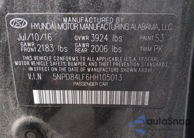 5NPD84LF6HH105013: 43912506