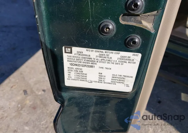 1GCHK23122F233861: 43912536