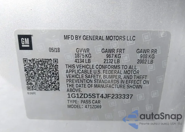 1G1ZD5ST4JF233337: 43912581