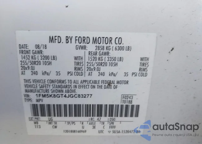 1FM5K8GT4JGC83277: 43912583