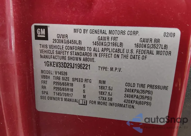 1GKEV33D29J196221: 43912672