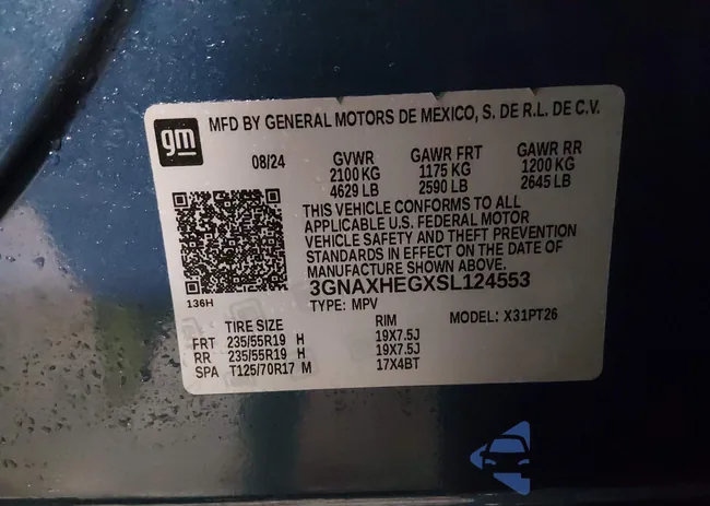 3GNAXHEGXSL124553: 43913841