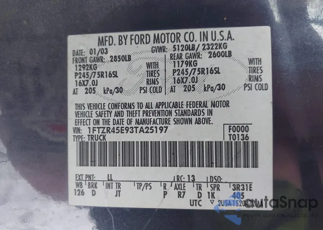 1FTZR45E93TA25197: 43913875