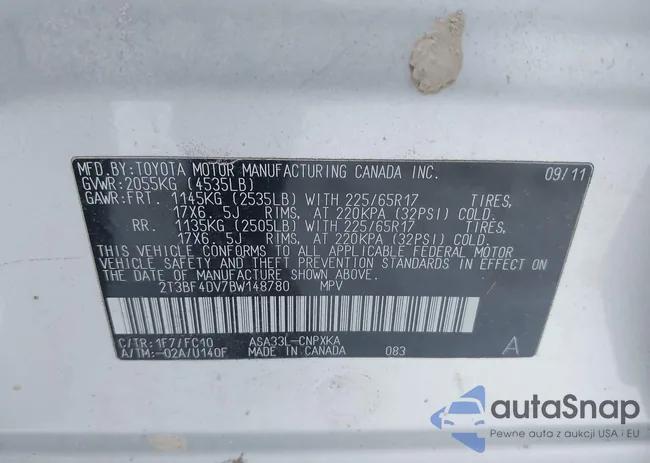 2T3BF4DV7BW148780: 43914037