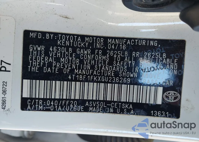 4T1BF1FKXGU236269: 43914108