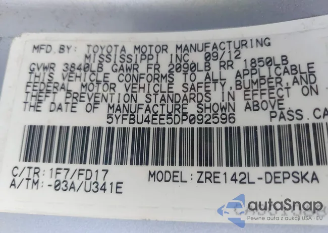 5YFBU4EE5DP092596: 43914119