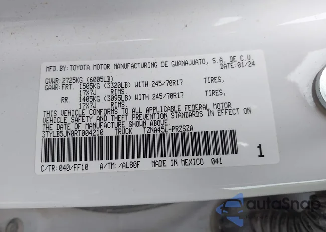 3TYLB5JN0RT004210: 43914330