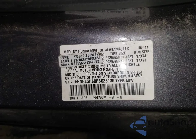 5FNRL5H60FB028136: 43913468