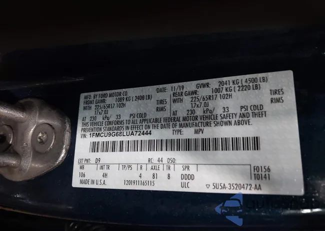 1FMCU9G68LUA72444: 43913633