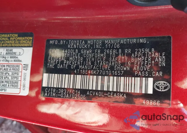 4T1BE46K77U101657: 43913708