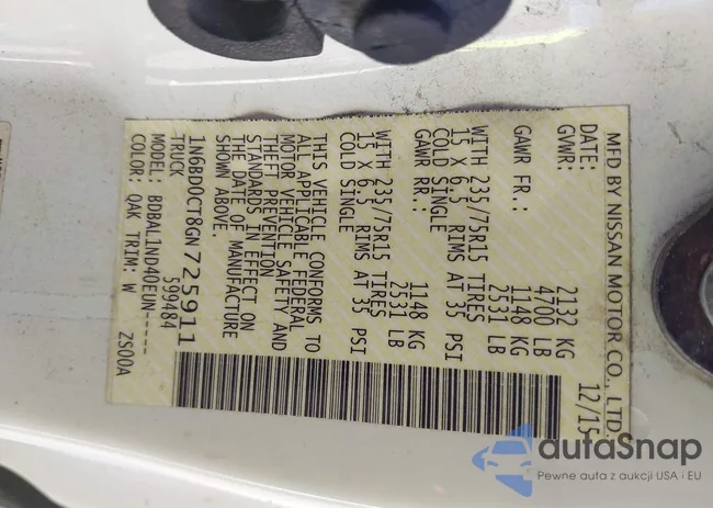 1N6BD0CT8GN725911: 43913721