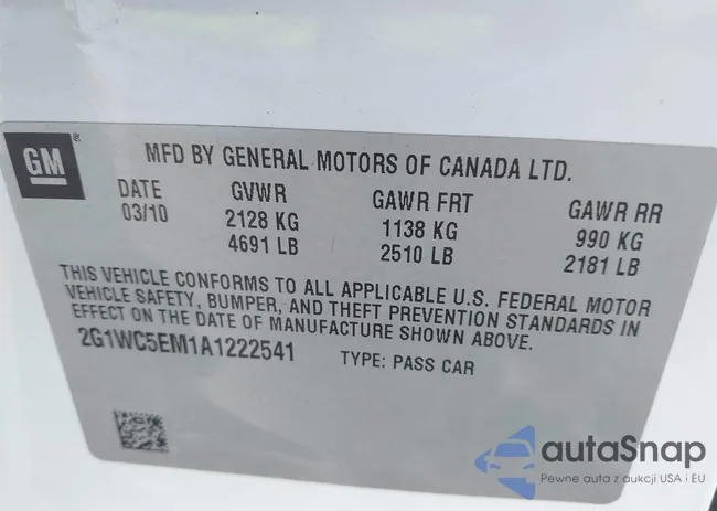 2G1WC5EM1A1222541: 43914799