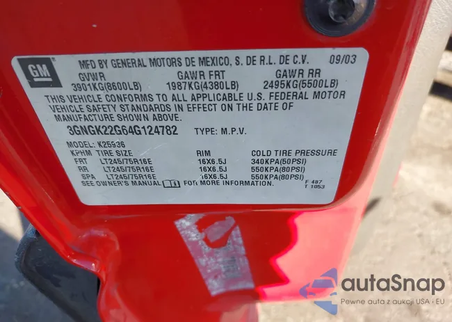 3GNGK22G64G124782: 43914946