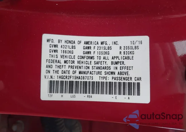 1HGCR2F15HA087075: 43915282
