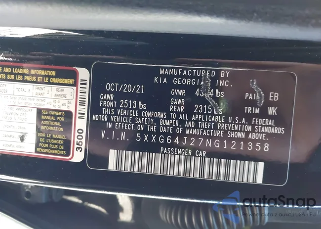 5XXG64J27NG121358: 43914403