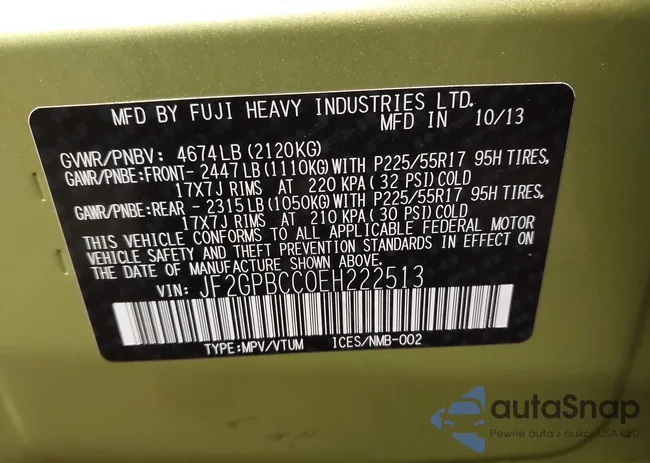 JF2GPBCC0EH222513: 43914426