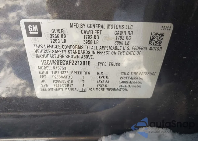 1GCVKSECXFZ212018: 43914570