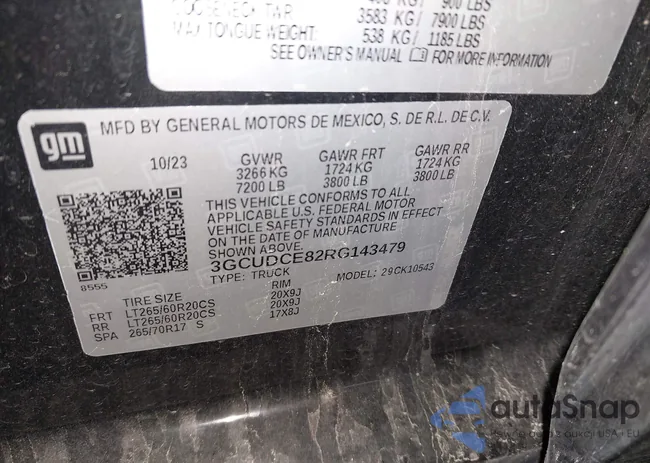 3GCUDCE82RG143479: 43914618