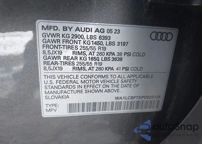 WA1LCBF7XPD023125: 43914709