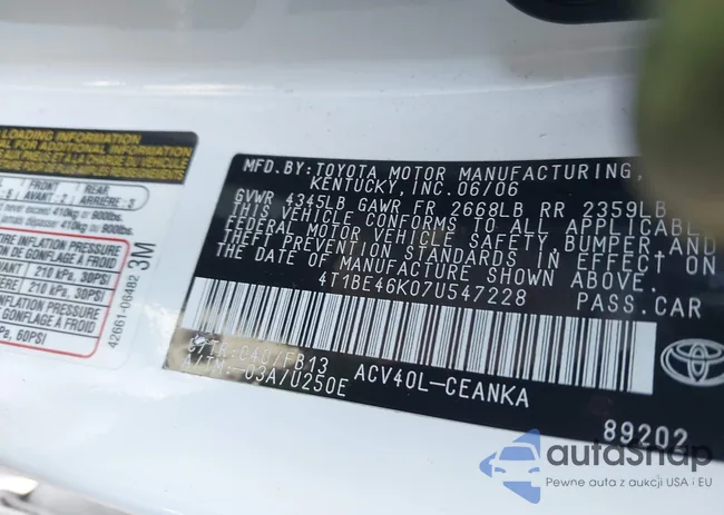 4T1BE46K07U547228: 43916069