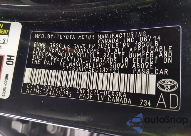 2T1BURHEXEC197421: 43916223