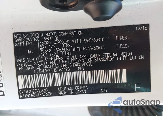 JTJBM7FX8H5163498: 43916283