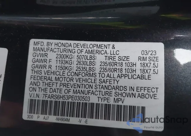 7FARS6H53PE030503: 43915399