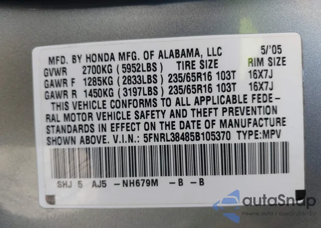 5FNRL38485B105370: 43915565