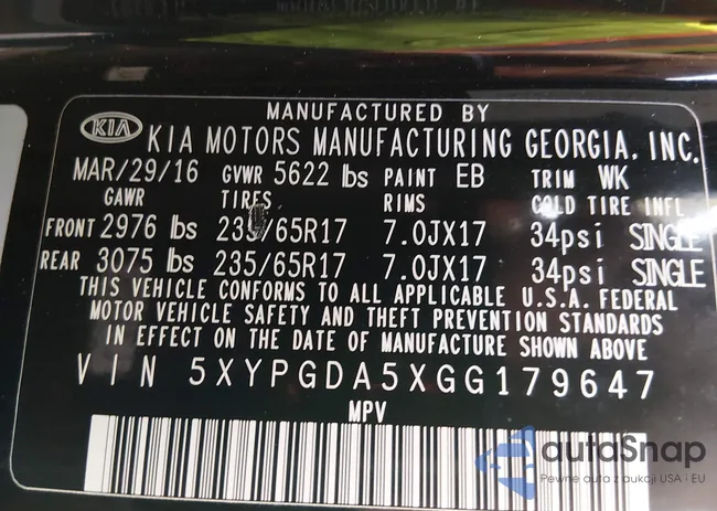 5XYPGDA5XGG179647: 43915727