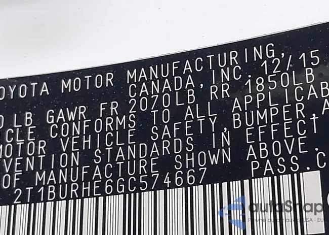 2T1BURHE6GC574667: 43915749