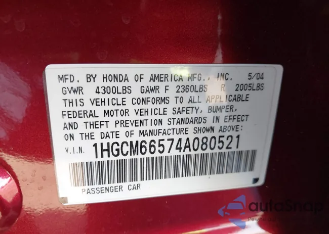 1HGCM66574A080521: 43916793