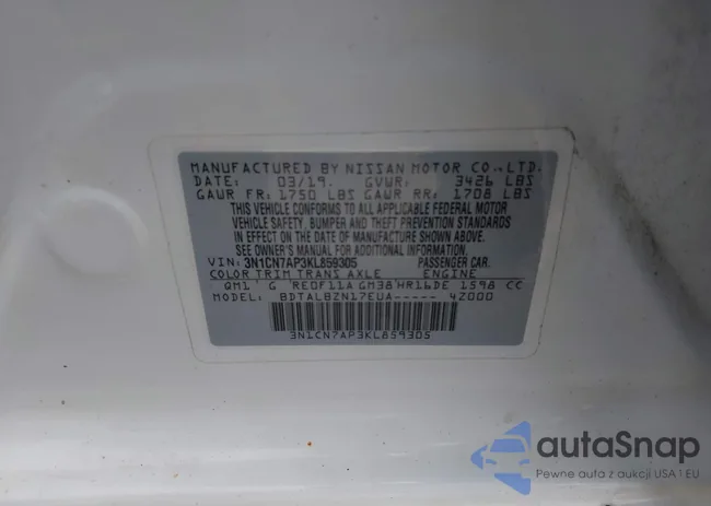 3N1CN7AP3KL859305: 43916803